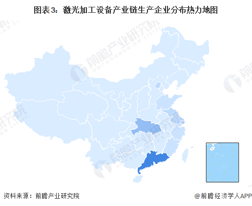 图表3：激光加工设备产业链生产企业分布热力地图